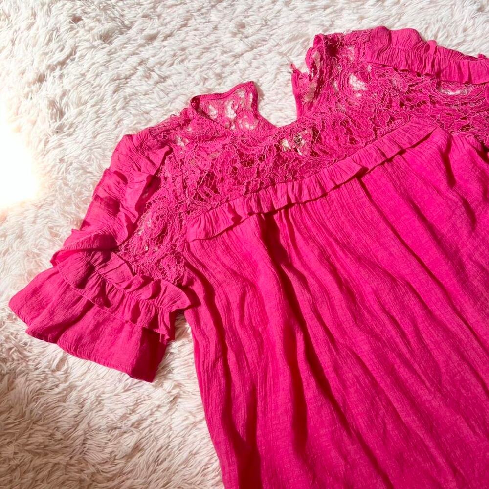 Bright Lace Ruffle Coquette Twee Statement Teacher Quirky Whimsy Kidcore Blouse - Picture 2 of 5